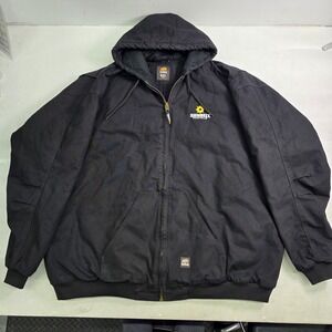 Berne Duck Canvas Jacket Mens 5XL Black HJ51BK Workwear Coat Quilt Lined‎ Hooded